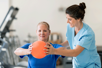 Rehabilitation doctor and patient